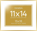 Homeforia 15x18 Diploma Frame Gold, High End Metal 15 x 18 Gold Certificate Frame with Mat 11 x 14, 18by15 Document Frames Matted to 11x14, Graduation Degree Frames, Tempered Glass, Wall Kit, Set of 1