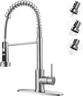 Kitchen Faucets with Pull Down Sprayer: Brushed Nickel 3-Function Kitchen Sink by ARCORA