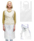 ABC PACK & SUPPLY White Plastic Disposable Aprons Adults for Painting, 28 x 46 Inches. Pack of 100 Disposable Plastic Aprons, 1 Mil. Unisex Waterproof Polyethylene Painting Apron for Food Industry