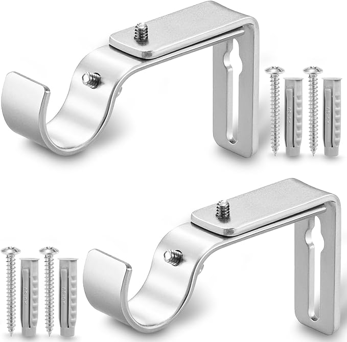 LLPJS Curtain Rod Bracket Adjustable, Drapery Rod Holder Hooks Support Hangers by LLPJSCurtainRingsClipHooks