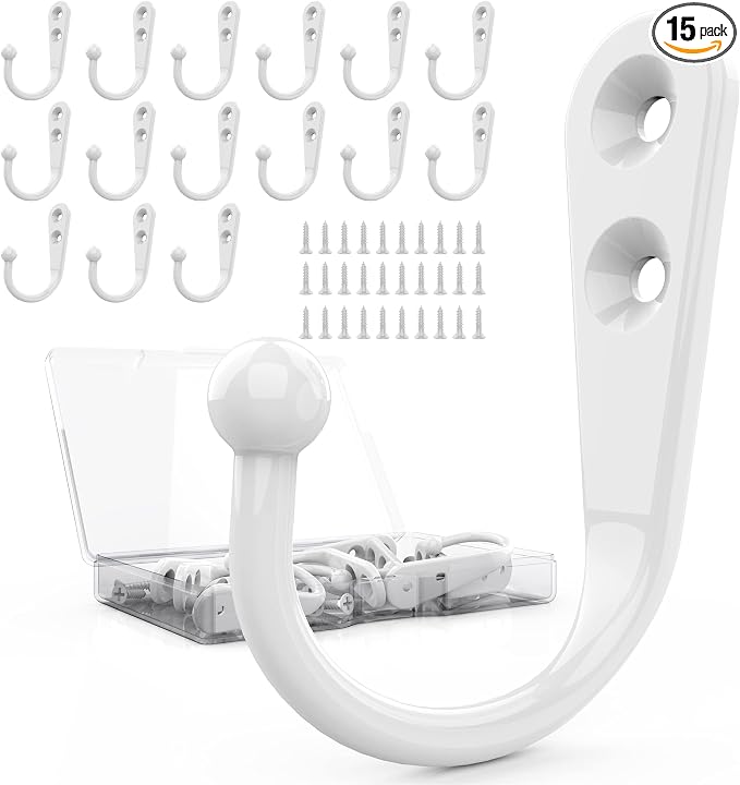 ZAYBOD 15 Pack White Hooks for Hanging by ZAYBOD