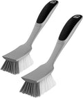 MR.SIGA Dish Brush with Non Slip Handle Built in Scraper, 2 Pack by MRSIGA