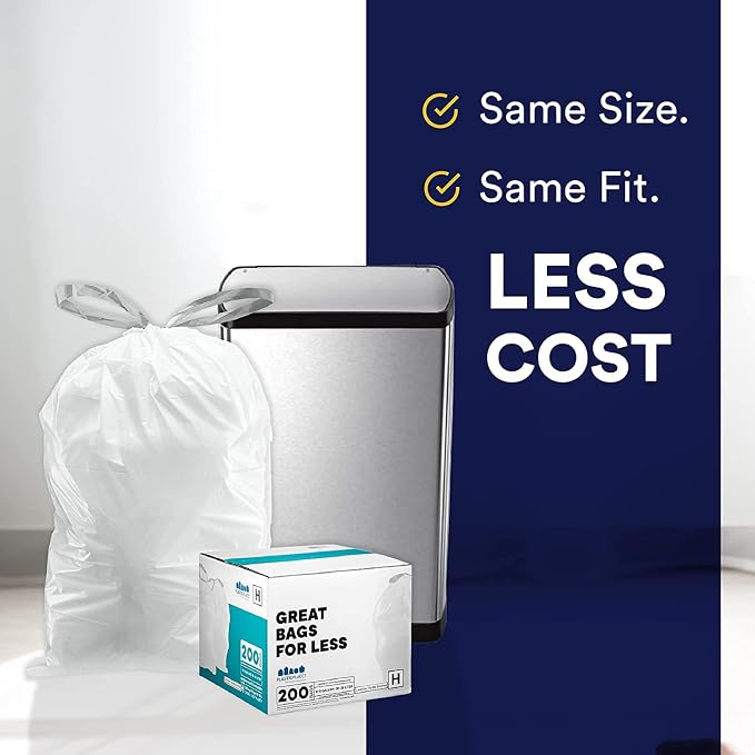 Plasticplace Custom Fit Trash Bags Compatible w Simplehuman Code H Drawstring - Image 5