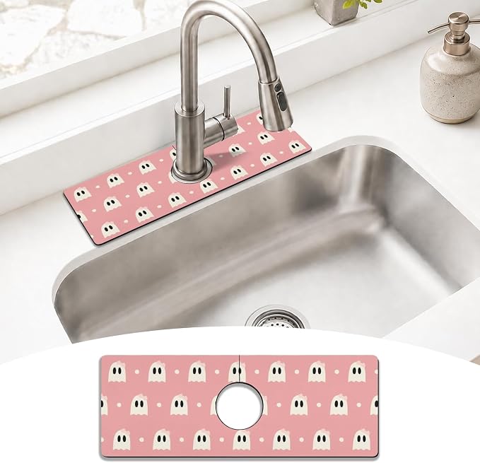 Halloween Kitchen Sink Splash Guard Faucet Mat, Farmhouse Sink Splash Guard by puwbnhj