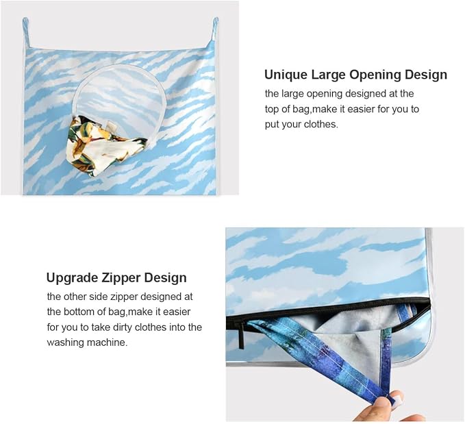 1PC Hanging Laundry Hamper Bag Over the Door Laundry Hamper Wall Hamper Large - Image 4