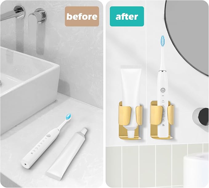 Electric Toothbrush Holder Wall Mount, 304 Stainless Steel Self-Adhesive - Image 2