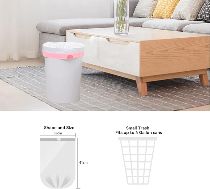 Waikas 1.2 Gallon Small Trash Bags Drawstring, Mini Garbage Bags, 1.14Mil - Image 2