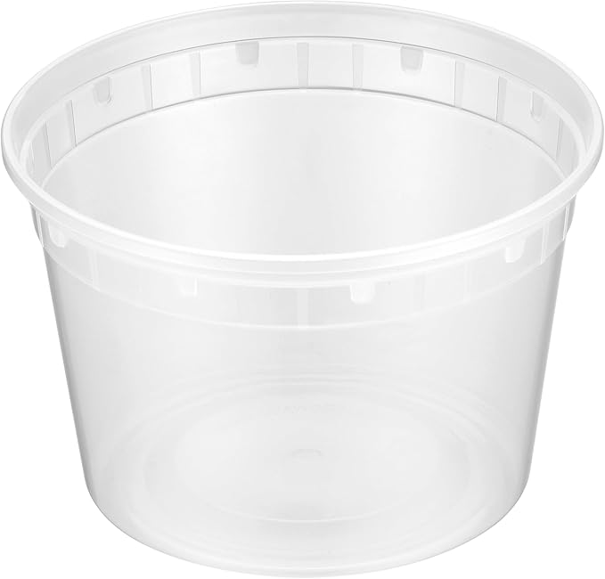 16oz [24 set] Heavy Duty Plastic Deli Container | BPA-Free Food Storage with Airtight Leak‑Proof Lids | Microwave, Freezer & Dishwasher Safe – Stackable, Bulk Reusable Soup & Meal Prep Tub