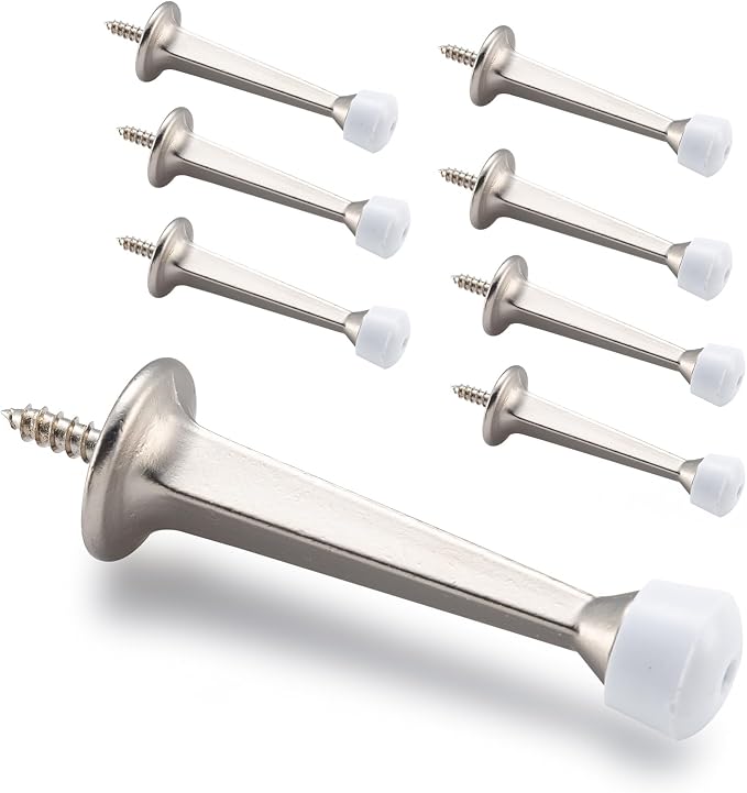 HOME MASTER HARDWARE 3" Heavy Duty Solid Door Stop, 8 Pack, Satin Nickel | Wall by HOME+MASTER+HARDWARE