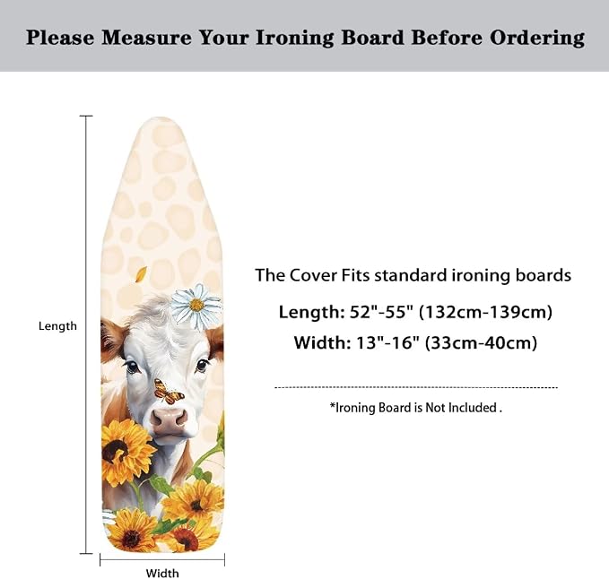Sunflower Cow Ironing Board Cover and Pad Standard Full Size Iron Covers - Image 6