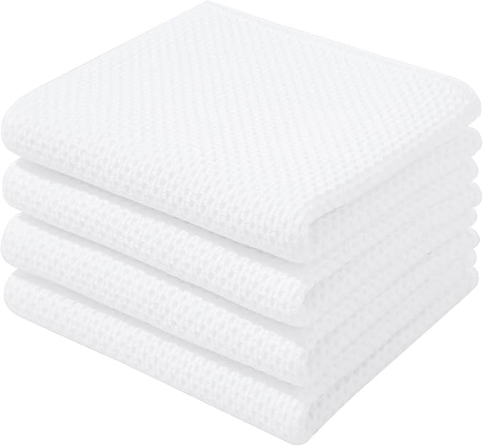 Homaxy 100% Cotton Waffle Weave Kitchen Dish Towels 4-Pack, Ultra Soft by Homaxy
