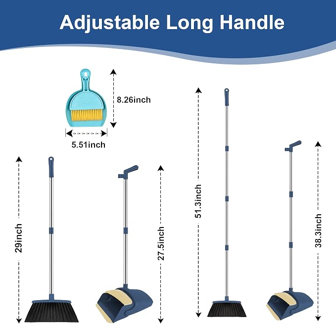 Broom and Dustpan Set, Kitchens & Tight Spaces, Built-in Comb Dustpan, Foldable - Image 3