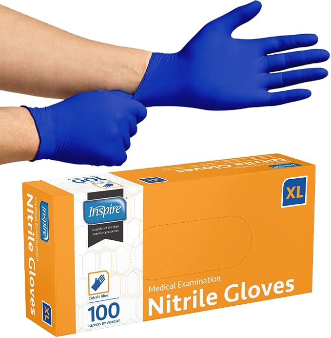 Inspire Cobalt Blue Nitrile Disposable Gloves | 4.5 Nitrile Safety Medical Exam - Image 8