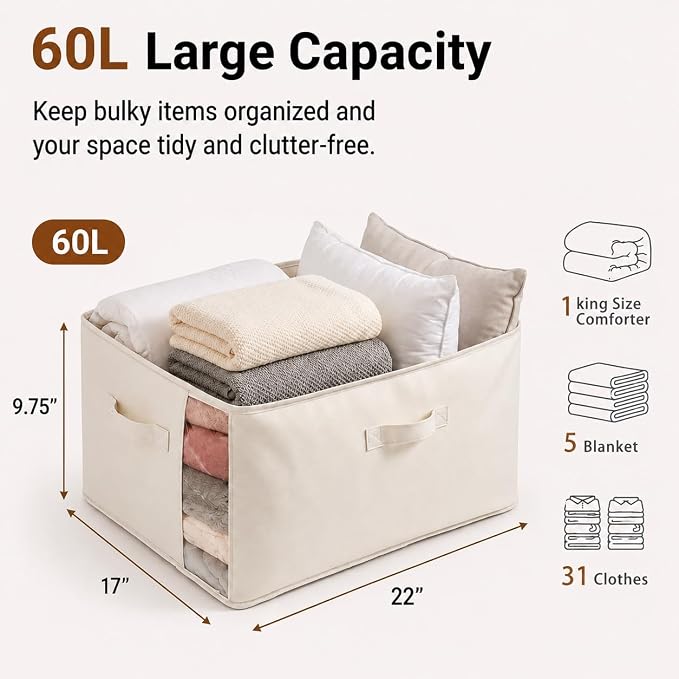 4Pack Canvas Storage Bags for Clothes & Comforters - Image 2
