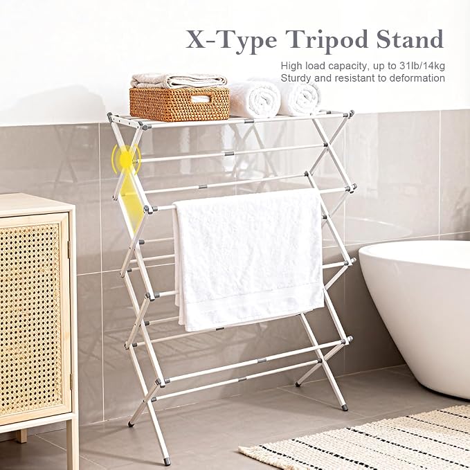 4-Tier Foldable Clothes Drying Rack 15" D x 29" W x 52" H - Image 5