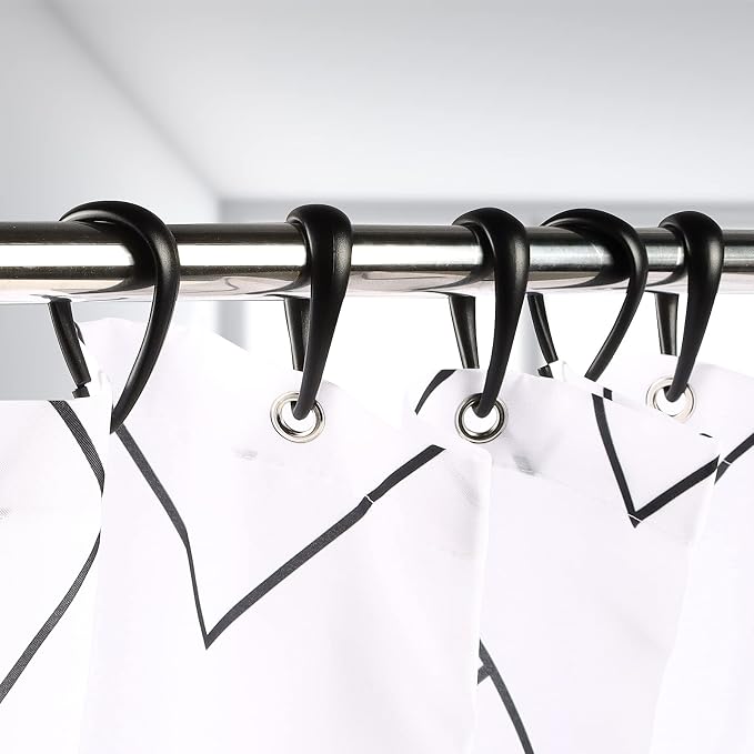 Top-spring Black Shower Curtain Hooks 12Pcs Drop Shaped Hooks - Image 5