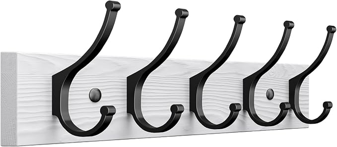 Optish 1 Pack Wooden Coat Rack Wall Mount, 16.1" Rustic Coat Hanger Hooks by Optish