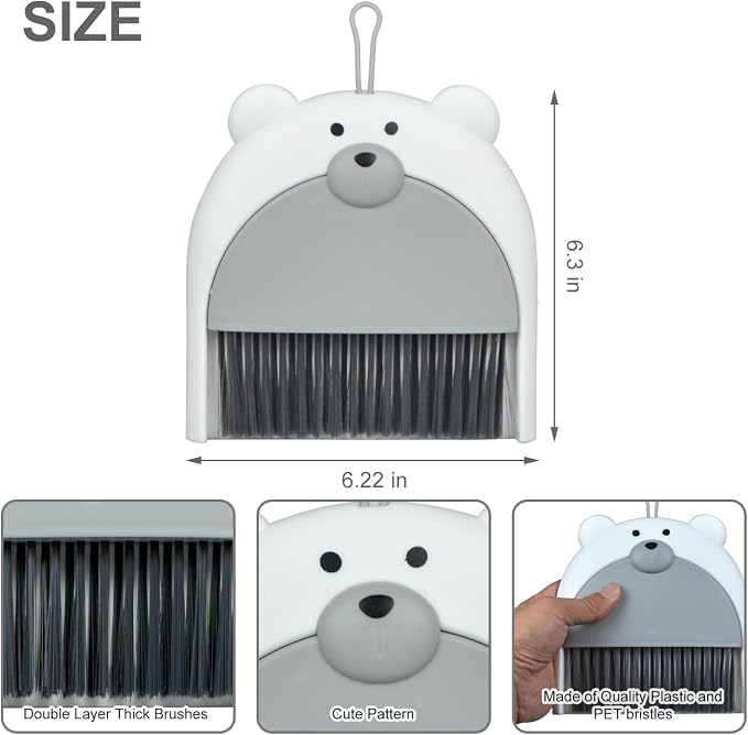 Mini Broom and Dustpan Set 6.2x6.3 Inches Compact Hand Broom - Image 5