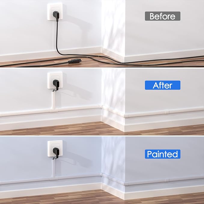 Yecaye TV Cord Hider, 125in Cord Cover, W1.18in H0.6in, Wire Covers - Image 6