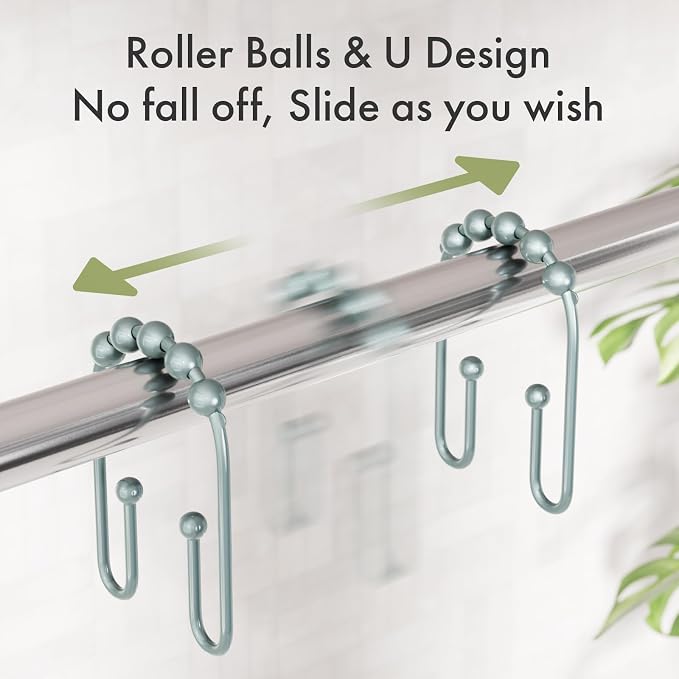 AmazerBath Shower Curtain Hooks, Lightcyan Shower Curtain Rings, Shower Curtain - Image 5