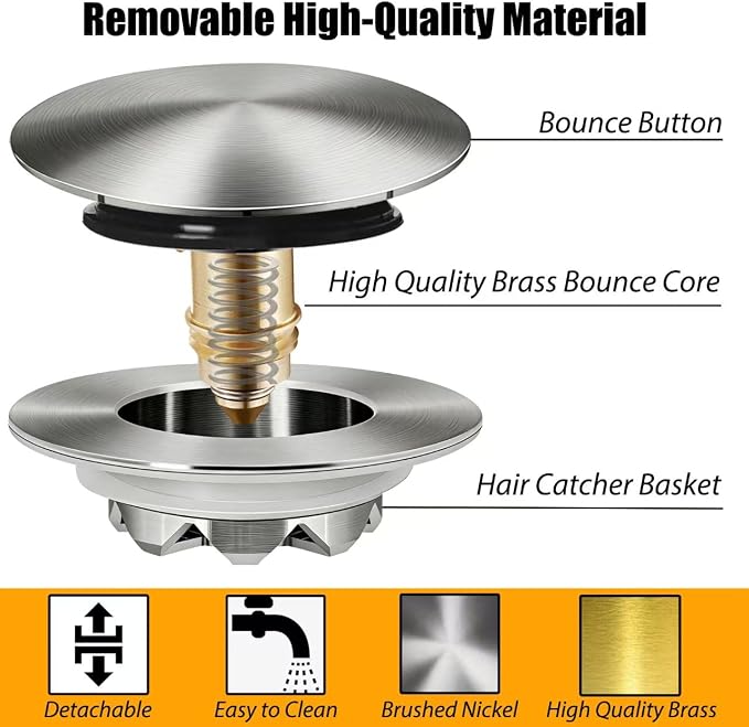 Anlige Bathtub Drain Stopper, Pop Up Tub Stopper and Cover, Bottom - Image 5