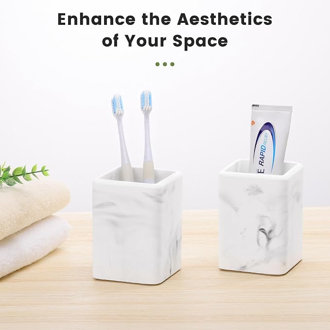 Luxspire Toothbrush Holders, 2 Pack, Marble | Fast Drying, Diatomaceous Earth - Image 7