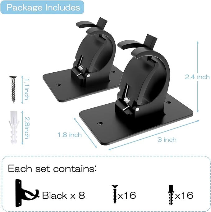 8 Pieces Self Adhesive Curtain Rod Bracket, Universal Plastic Curtain Rod - Image 5