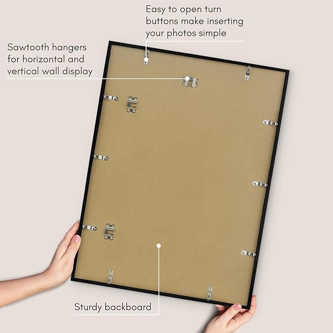 Americanflat 18x24 Poster Frame with Polished Plexiglass - Streamline Collection - Thin Border Picture Frame for Wall Display - Hanging Hardware Included - Black