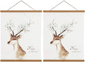2 Pack Magnetic Poster Hanger Frame, 30x40 30x20 30x24 Light Wood Wooden Magnet Canvas Artwork Print Dowel Poster Hangers Frames Hanging Kit (Teak Wood, 30", 2 Packs)