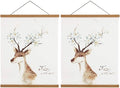2 Pack Magnetic Poster Hanger Frame, 13x19 13x22 13x24 Light Wood Wooden Magnet Canvas Artwork Print Dowel Poster Hangers Frames Hanging Kit (Teak Wood, 13", 2 Packs)
