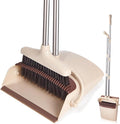 Broom and Dustpan Set with Long Handle, Light Weight Stainless Steel Poles by XXFLOWER