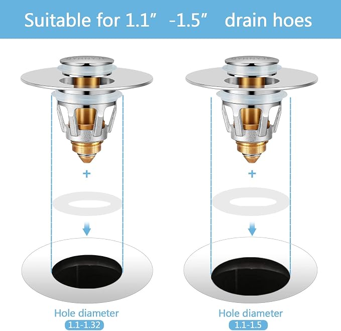 2Pcs Bathroom Sink Stoppers ，Pop Up Drain Stopper - Image 3