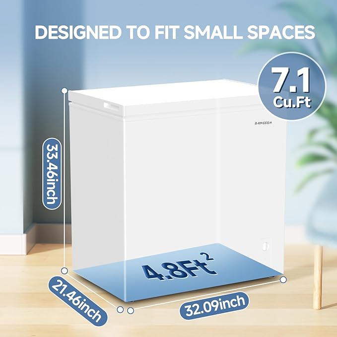 BANGSON 7.1 Cu.Ft Chest Freezer, Deep Freezer with Adjustable Thermostat, Top Open Door Freezer with Removable Basket, Quiet Operation, Ideal for Kitchen/Apartment/Office