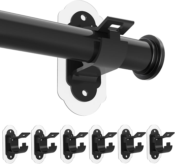 No Drill Curtain Rod Brackets，No Drill Needed Curtain Rod Holders, Adhesive by Unknown