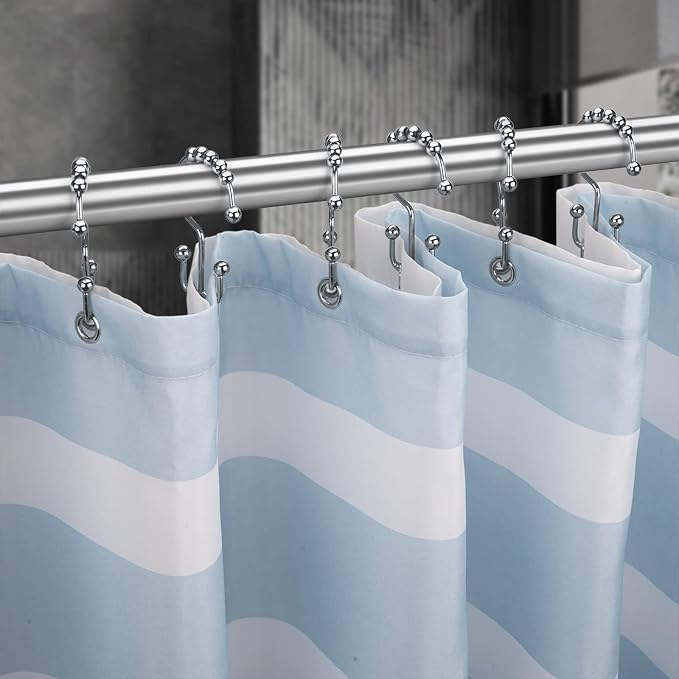 Titanker Double Shower Curtain Hooks, Rust Proof Shower Curtain Rings, Metal - Image 3
