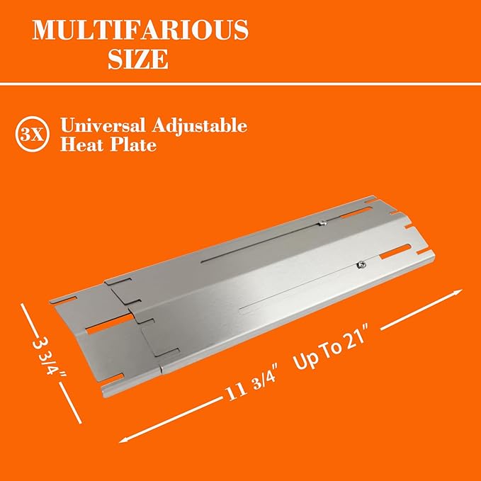 Grill Tent, Heat Plate Shield, Flavorizer Bar, Heat Tent, Grill Burner Covers, Flame Tamer Replacement For Grill, Universal Adjustable Stainless Steel Grill Parts Extends from 11.75" to 21" L（3 Pcs）