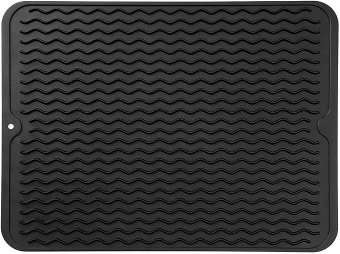 MicoYang Silicone Dish Drying Mat — Quick-Dry Ridges Counter & Sink Pad by MicoYang