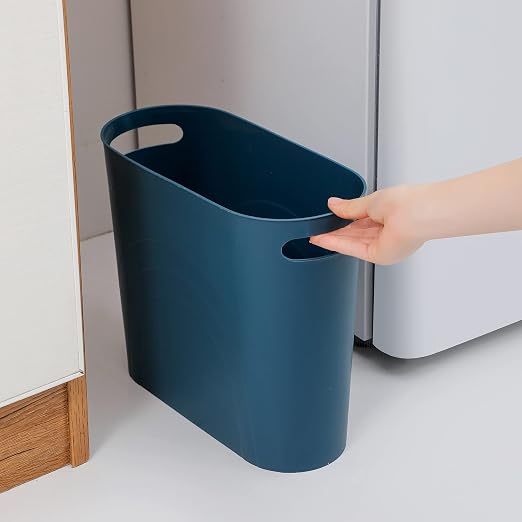 rejomiik Small Bathroom Trash Can, 3.5 Gallon Slim Garbage Can, Teal Blue | - Image 3