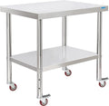 Stainless Steel Table for Prep & Work with 4 Caster Wheels with Adjustable Undershelf 24 x 30 NSF Metal Commercial Kitchen Worktable for Restaurant Home Outdoor | Prep & Work, 4 Caster Wheels, NSF, Commercial Kitchen, Worktable