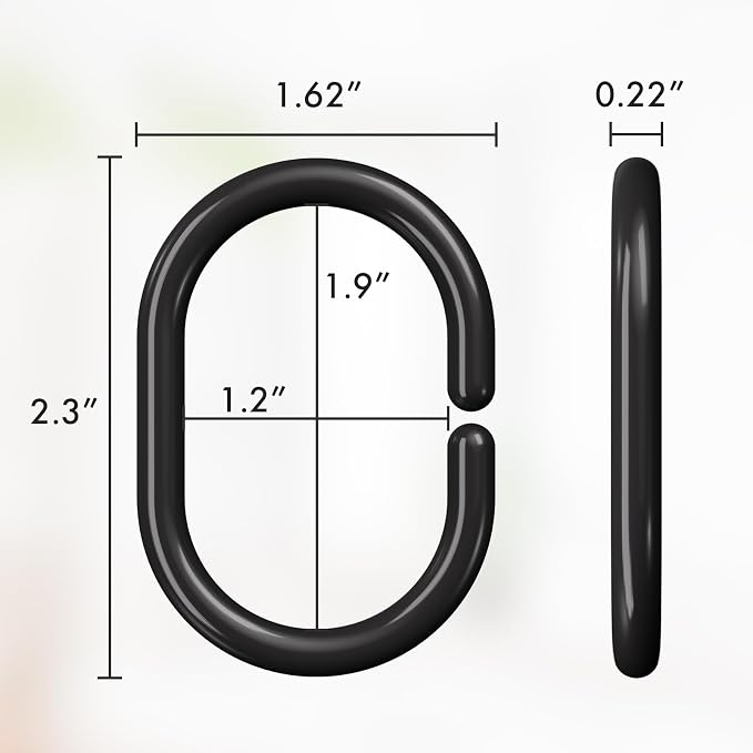 Amazer Black Shower Curtain Hooks Rings, Plastic Shower Curtain Hooks - Image 4