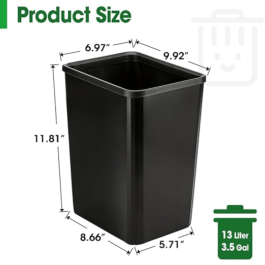 5 Pack Small Trash Can, Plastic Wastebaskets, 3.5 Gallon Small Garbage Can - Image 2