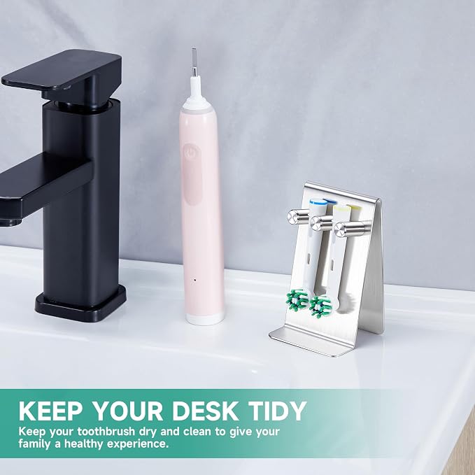Electric Toothbrush Head Holder Adhesive or Tabletop, Tooth Brush Holder - Image 2