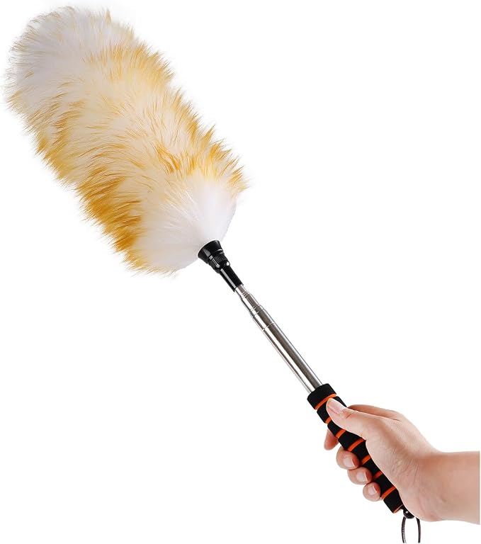 Lambswool Extendable Cleaning Duster 26-64 Inch, Anti-Static Wall Duster Cleaner by Greenfeather