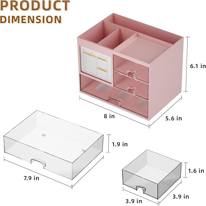 Marbrasse Desk Organizer with 3 Drawer, Desk Organizers and Accessories with 4 - Image 4