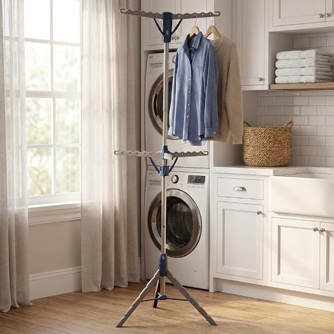 Household Essentials 5012-1 Portable 2-Tier Clothes Drying Rack Tri-pod | Dry - Image 4
