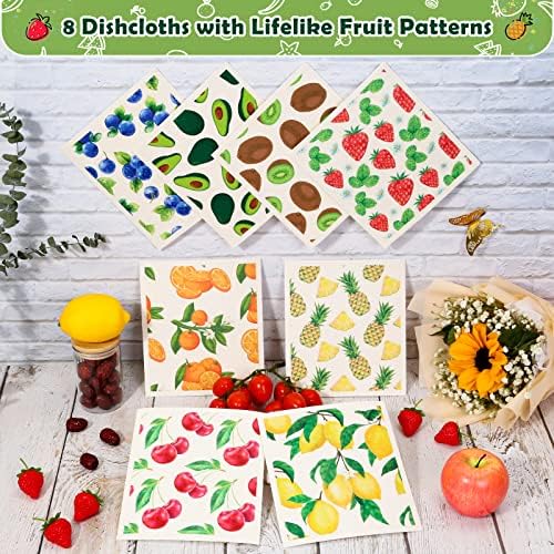 Lucomb Reusable Swedish Kitchen Dish Cloths, 8 Pack Replace Paper Towels Quick - Image 2
