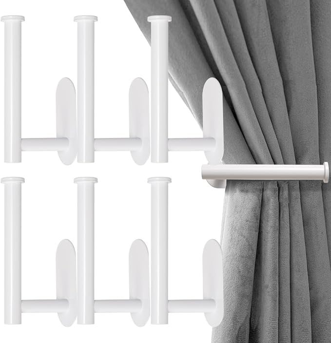 Adhesive Curtain Holdbacks No Drill, Wall Mounted Curtain Tie Backs Hooks by ForaBetterLiving