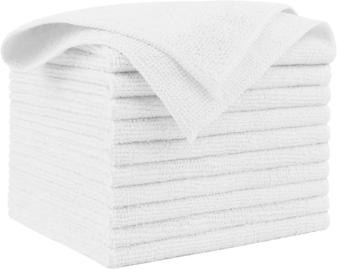 AIDEA White Microfiber Cleaning Cloth 10PK, Cleaning Rags 12×12" | Microfiber by AIDEAHOME