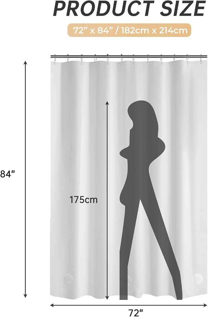 AmazerBath Plastic Shower Curtain 84 Inches Long, 72 x 84 White Weighted Extra - Image 6