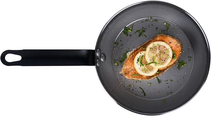 Restaurantware Fry Pan 1 Pack of 7.8 Inches Carbon Steel Non-Stick Searing Pan With Ergonomic Handle Silver For Sauteing and Omelets